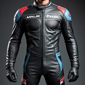 Racing Leather Motorcycle Suit | Malik Raza | Bulk Supply for Motorcycle Clubs | Replaceable Hump, <b>Protectors</b> & <b>Knee</b> Sliders - Product Image 3