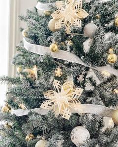 Ornements suspendus en bambou naturel de noël pour décoration d'arbre, flocons de neige tissés à la main - Product Image 1