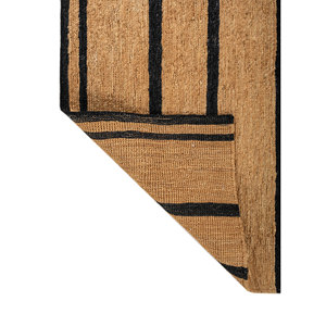 พรมปูพื้นลายทางสีเบจและสีน้ำตาลถักด้วยมือจากเส้นใยปอกระเจาและป่าน สำหรับตกแต่งบ้าน ห้องนั่งเล่น รถยนต์ รุ่น PKJT-147 - Product Image 5