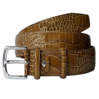 Ceinture de travail décontractée vintage en cuir de vache véritable de luxe de qualité supérieure avec boucle en cuivre embossée en crocodile pour hommes et femmes