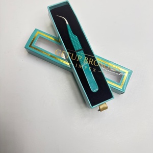 GETUP BROSONS IMPEX Curve Isolation <b>Silver</b> Tip Stainless Steel Acrylic Anti-Magnetic Anti-Static Fine Perfect Eyelash Tweezer - Product Image 3