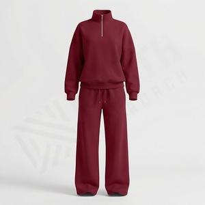 Conjunto Deportivo de Dos Piezas para Mujer, Sudadera con Media Cremallera y Pantalones Deportivos Acampanados, Estilo Informal para Gimnasio - Product Image 1