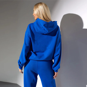 Sudadera con Capucha de Lona Lavada de Doble Cremallera para Mujer, de Alta Calidad, con Logotipo Personalizado, Color Sólido, Ropa de Calle de Invierno - Product Image 3