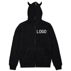 Sudadera con Capucha para Hombre, Diseño de Cuerno de Diablo, Corte Regular, Felpa de Algodón Grueso de Alta Calidad OEM, Logotipo Personalizado, Anti-Pilling - Product Image 2
