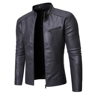 Chaqueta de cuero ajustada informal para hombre 2024, abrigo de primavera y otoño de estilo callejero, negro y azul para motociclistas de talla grande - Product Image 1