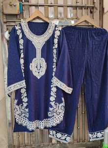 Punjabi pakistanais brodé court Kurta Shalwar ethnique pakistanais manches avec Sharara Pallazo Farshi Shalwar Coord ensemble Inde - Product Image 3