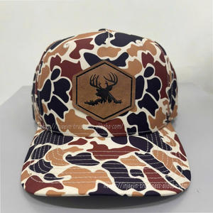 Casquettes de baseball de camouflage de chasse réglables, logo personnalisé en relief, patch en cuir, casquettes de baseball de camouflage en gros au Vietnam - Product Image 1