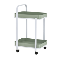 Chariot de rangement domestique à 2 niveaux en métal robuste, panier de service utilitaire, fabrication taïwanaise, vente en gros