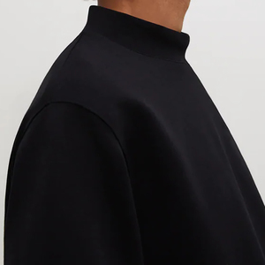 OEM Custom Mock Neck Blank <b>Plain</b> French Terry Oversized 100% Cotton Drop Shoulder Pullover Crewneck Sweatshirt <b>Jumper</b> for Men - Product Image 4