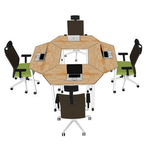 FOS 4-Piece Mobile <b>Table</b> Set Minimalist Modern Design Rhombus Pattern 197x180cm Assembled Rubber Wood Office Furniture-FOS018 - Product Image 2