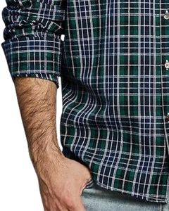 <b>Men</b> Plaid Button Up <b>Shirt</b> Dark Green Navy <b>Long</b> <b>Sleeve</b> <b>Casual</b> Checkered Flannel <b>Shirt</b> With Pocket Soft Autumn Winter Wholesale - Product Image 5