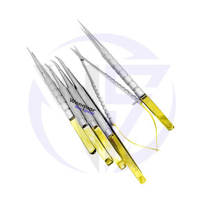 Ensemble d'instruments de micro chirurgie porte-aiguilles ciseaux et pinces demi-or outil chirurgical qualité acier inoxydable manuel - Product Image 1