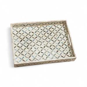 Plateau de service artisanal en nacre Plateau décoratif Incrustation de coquillages naturels Écologique Utilisation domestique - Product Image 3