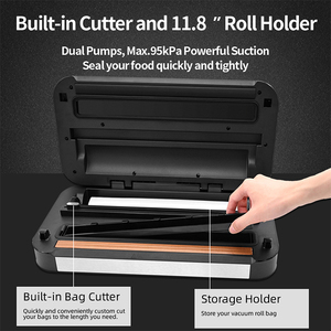 Sellador al Vacío Automático <span class=keywords><strong>de</strong></span> Doble Bomba para Bolsas Plásticas <span class=keywords><strong>de</strong></span> Alimentos 125W Bajo Ruido Doble Sellado Térmico con Asa para Uso Doméstico - Product Image 4