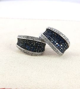 JEWELSPAARK Women's 1.90 Ct Natural <b>Blue</b> White Diamond <b>Stud</b> <b>Earrings</b> 925 Sterling Silver Trendy Wedding Anniversary Jewelry - Product Image 2
