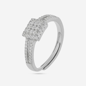 Bague en argent 92,5 micro-pavée, tendance, plaquée or blanc et or rose rhodié, sertie griffes, forme chiffre, idéale pour un cadeau - Product Image 5