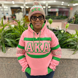 New Unisex AKA <b>Pink</b> <b>Hoodie</b> Cotton Knitted University Logo Fraternity Anti-Shrink Plus Size Print Pattern - Product Image 2