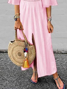 Verano nuevo elegante boho bordado maxi largo vestido noche vestido de fiesta vestido para las mujeres - Product Image 2