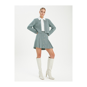 Mini-jupe à motifs pour femmes avec détail plissé, mélange de viscose, décontractée, quotidienne, très colorée - Product Image 4