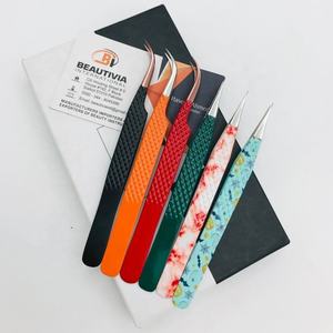 Pinzas de pestañas de acero inoxidable de alta calidad al por mayor OEM superventas extensión de pestañas sostenible personalizable profesional - Product Image 3