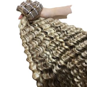 Cinta vietnamita BIGGHAIR doble dibujada en extensiones de cabello Remy profundo de onda Natural suelta Tipo de peluca al por mayor - Product Image 6