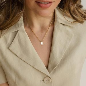 Collana da donna in acciaio inossidabile placcato <span class=keywords><strong>oro</strong></span> 18K 18 pollici con alfabeto arabo 26 lettere con ciondolo quadrato - Product Image 6