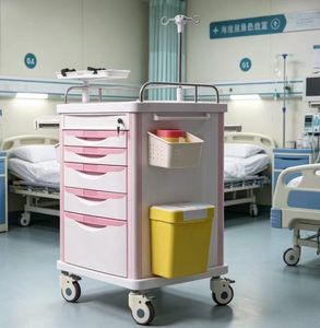 Chariot médical d'urgence à roulettes en ABS, chariot de traitement hospitalier avec <span class=keywords><strong>tiroir</strong></span>, chariot médical d'hôpital - Product Image 5