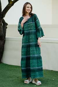 Belle vert Cure étoiles broder lin Style ukrainien femmes Boho Robe bohème mode plage Robe mariage invité tenue - Product Image 6