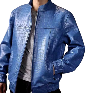 แจ็กเก็ตหนังแกะแท้ลายจระเข้สำหรับผู้ชาย - Product Image 6