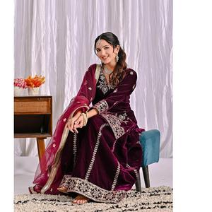 Venta al por mayor de alta calidad de terciopelo puro viscosa superior Sharara con Red Dupatta con diseño elegante para la fiesta de la mujer y la función de desgaste - Product Image 1