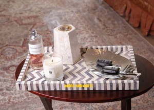 PLATEAU DE SERVICE EN BOIS D'ARTISANAT MÈRE DE PERLE EN RÉSINE POUR DÉCOR EID DÉCOR DÉCOR MAISON CADEAU PLATEAU DE CUISINE ARABE RAMADAN PLATEAUX - Product Image 6