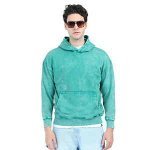 เสื้อฮู้ดดี้ผู้ชายทรงโอเวอร์ไซส์ ล้างสีแบบแอซิด ผ้าคอตตอนผสม แขนยาว สไตล์ลำลอง สตรีทแวร์ พิมพ์ลายตามสั่ง เสื้อสเวตเชิ้ตแบบพื้นฐาน ผู้ผลิต OEM จำนวนมาก - Product Image 1