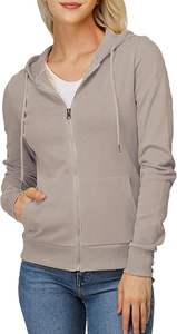 Sweat-shirts à capuche en polaire pour femmes personnalisés avec fermeture éclair, coupe ample, manches longues, poche kangourou sur le devant, épaules tombantes - Product Image 5