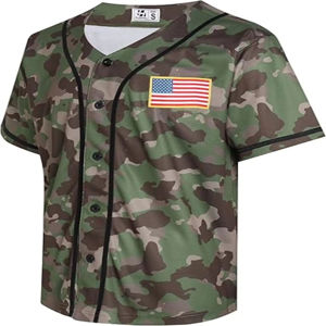 Maillots de baseball personnalisés camouflage pour les jeunes Maillots de baseball vierges à fines rayures Maillots de baseball vierges classiques Unisex THT WEARS - Product Image 1