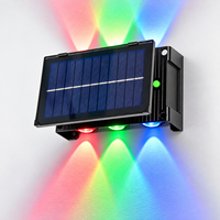 Applique murale solaire RGB IP65, lampe de jardin solaire LED multicolore étanche pour extérieur, batterie 1800mAh, luminaire de nuit