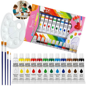 Ensemble de peinture 17 pièces, 12 peintures lavables non toxiques, 4 pinceaux, 1 palette - Product Image 1
