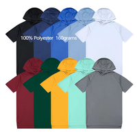 T-shirts pour hommes de haute qualité, conçus sur mesure, en polyester/coton, col rond, manches courtes, coupe régulière, décontractés, respirants, 220g, tissés, unis