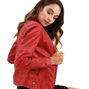 Veste en cuir pour femmes avec fermeture éclair sur le devant à manches longues vêtements d'extérieur à la mode parfaits pour la tenue d'automne et le style de bureau vente en gros - Product Image 5