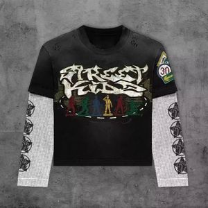 เสื้อยืดผ้าฝ้ายพิมพ์ลาย DTF แขนยาวสำหรับผู้ชายเสื้อโอเวอร์ไซส์ระบายอากาศได้ดีผ้าฝ้าย100% - Product Image 2