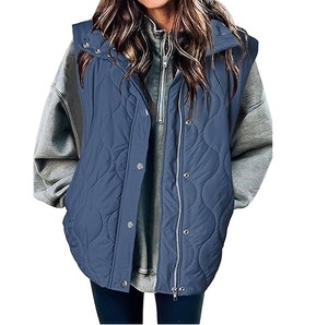 Veste matelassée sans manches en polyester bleu à double boutonnage, imperméable, écologique, sur mesure avec logo OEM, en gros, taille plus - Product Image 1