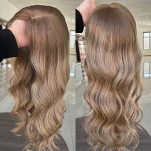 Peluca de Seda en Oferta: Peluca Médica de Encaje Frontal sin Pegamento con Parte Superior de Seda, Color Rubio Ceniza Degradado, Peluca Judía para Mujer - Product Image 2