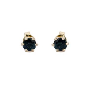 Handmade 100% Natural Blue Sapphire <b>Stud</b> <b>Earrings</b> Unique Trendy 14K Solid Yellow Gold for Weddings Perfect Gift - Product Image 1