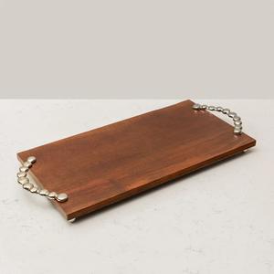 <b>Metal</b> Handle for Table Centerpieces Decor Best Seller Rustic Wooden Serving Foods Platter with - Product Image 1