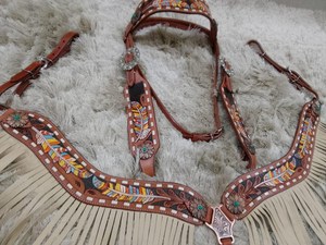 Cabestro de Cuero Vacuno Genuino con Pechera y Riendas, Cabestro para Carreras de Caballos, Conjunto de Arneses Personalizados a Precio de Venta al por Mayor - Product Image 2