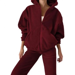 Nuevo Jersey grueso informal de Color sólido para hombres y mujeres, chándal transpirable de secado rápido de poliéster/algodón, pantalón largo, conjunto de 2 piezas de invierno - Product Image 3