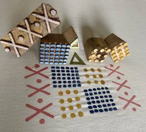 Bloque de Impresión Manual de Madera con Patrón de Puntos y Geométrico Texturizado |   Bloques de Madera Tallados a Mano para Impresión en Tela, Arcilla y Papel - Product Image 1