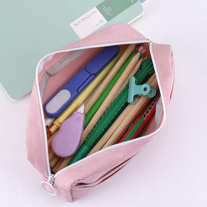 संगठन और शैली के लिए विभिन्न रंग प्रीमियम उत्पाद में बड़ी क्षमता डबल-लेयर कैनवास पेंसिल केस - Product Image 4