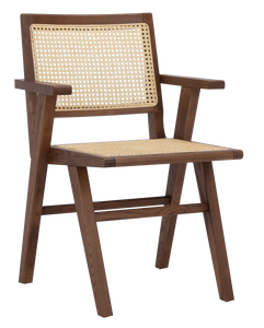 Arm Dining Chair High Quality Made of Solid Teak Wood <b>Frame</b> with Rattan Wicker Seat and Backrest for Indoor and Outdoor Use - Product Image 1