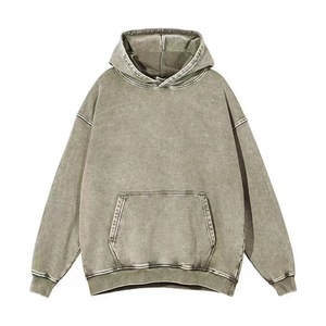 Unisex Heavyweight Oversized Hoodie Casual High Quality Cotton Vintage Wash Fleece Solid Pattern Hooded Collar Streetwear Style - Product Image 2