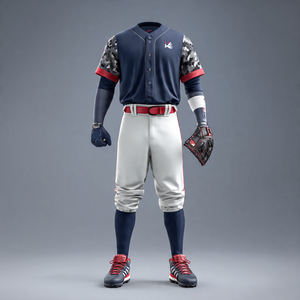 ชุดเครื่องแบบกีฬาเบสบอลเสื้อกระดุมแขนลายพรางใส่เล่นเบสบอลกางเกงเล่นกีฬา - Product Image 6